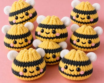Bee Dumpling Crochet Pattern PDF, Amigurumi Bee Pattern, Plush Bee Crochet Pattern, Kawaii Bee Plush, Beginner Crochet Toy, Digital Download