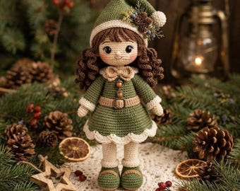 Woodland Winter Girl Crochet Pattern, Winter Doll Amigurumi PDF, Hooded Crochet Doll Pattern
