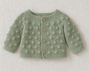 Bubbly Crochet Baby Cardigan Pattern PDF | Infant Sweater Knit Look | Handmade Gift for Baby Shower Newborn Outfit