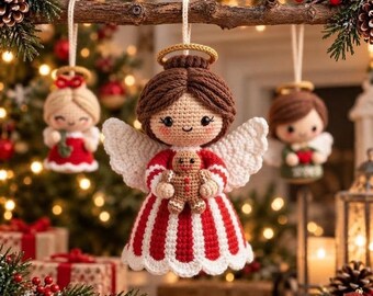 Christmas Angel Ornament Crochet Pattern, Gingerbread Angel PDF, Holiday Amigurumi Ornament Pattern