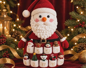 Santa Advent Calendar Crochet Pattern, Christmas Countdown Buddy PDF, Amigurumi Advent