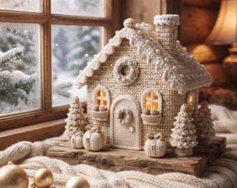 Crochet Gingerbread House Pattern, Christmas Gingerbread House PDF, Holiday Crochet Decor
