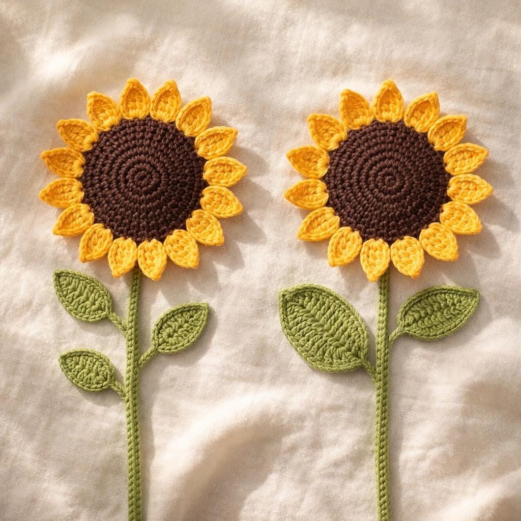 Crochet Sunflower Pattern for Bouquet, Easy Flower Applique, Easy ...