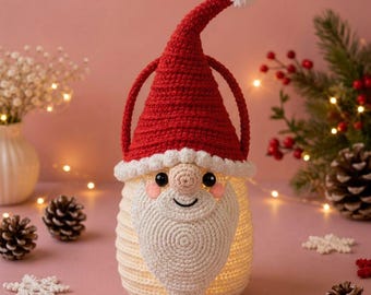 Santa Gnome Crochet Pattern,Christmas Gnome Lantern & Holiday Decor PDF