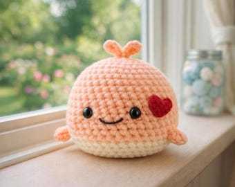 Wally the Whale Crochet Pattern PDF, Amigurumi Whale Plush Toy, Easy Beginner Crochet Animal Pattern