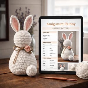 Patrón de conejito de Pascua a crochet en PDF - Patrón de conejito amigurumi - Juguete de conejo a crochet fácil - Patrón de peluche para principiantes - Regalo para la decoración de la habitación infantil