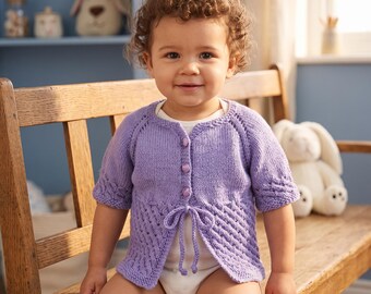 Baby Cabled Cardigan Knitting Pattern PDF, Baby Knit Cardigan Pattern, Infant Sweater Pattern, Baby Jacket Knit Pattern, Digital Download