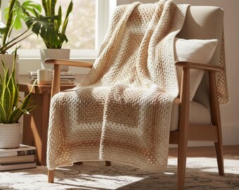 Granny Rectangle Throw Crochet Pattern PDF, Modern Crochet Blanket Pattern, Cozy Afghan Throw, Beginner Friendly Home Decor Blanket