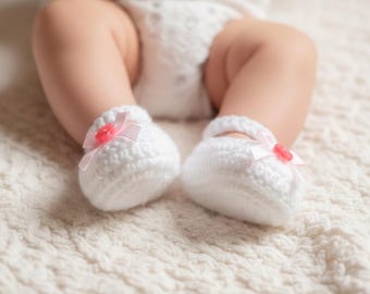 Baby Booties Crochet Pattern, Cute Newborn Shoes PDF, Knit Baby Slippers, Soft Infant Booties