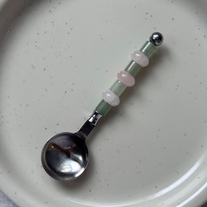 Cucchiaio di pietre preziose fatto a mano - Cucchiaio di perline personalizzato - Cuillère Pierre Naturel - Regalo - Idée Cadeau - Cuillère Personnalisée