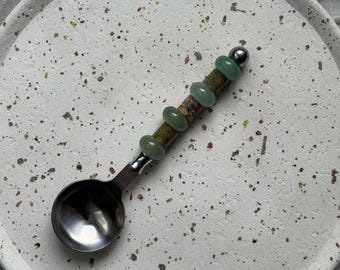 Cuchara de piedras preciosas hecha a mano - Cuchara con cuentas personalizada - Cuillère Pierre Naturel - Regalo - Idée Cadeau - Cuillère Personnalisée
