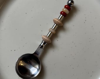 Cuchara de piedras preciosas hecha a mano - Cuchara con cuentas personalizada - Cuillère Pierre Naturel - Regalo - Idée Cadeau - Cuillère Personnalisée