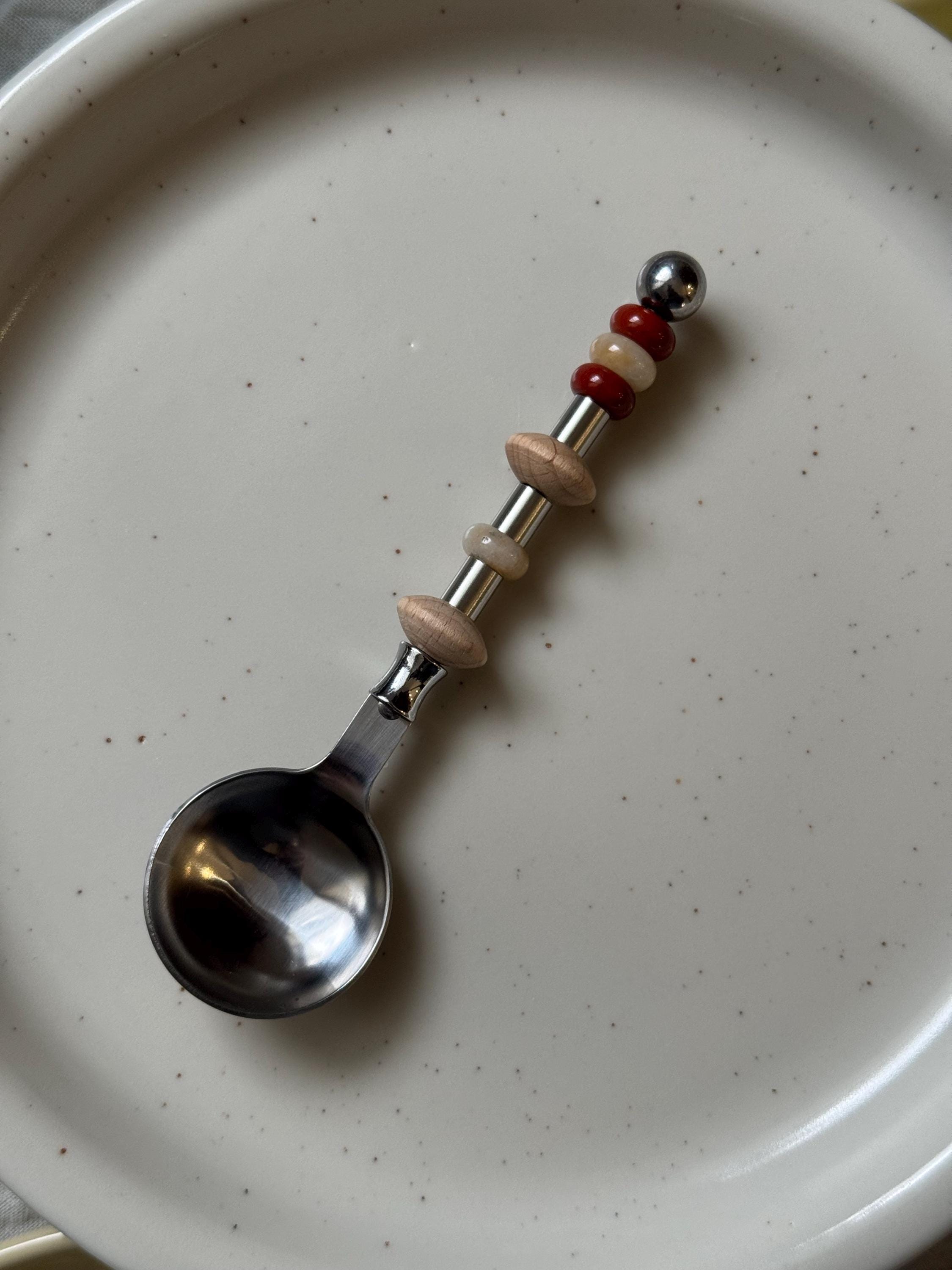 Handmade Gemstone Spoon - Custom Beaded Spoon - Cuillère Pierre