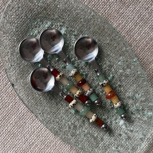 Set Of Handmade Gemstone Spoon - Custom Beaded Spoon - Set Cuillère Pierre Naturel - Gift Set - Idée Cadeau - Cuillère Personnalisée