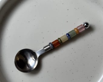 Cuchara de piedras preciosas hecha a mano - Cuchara con cuentas personalizada - Cuillère Pierre Naturel - Regalo - Idée Cadeau - Cuillère Personnalisée
