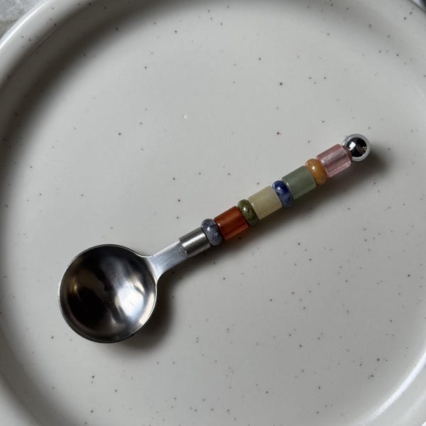 Handmade Gemstone Spoon - Custom Beaded Spoon - Cuillère Pierre Naturel - Gift - Idée Cadeau - Cuillère Personnalisée