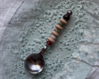Cuchara de piedras preciosas hecha a mano - Cuchara con cuentas personalizada - Cuillère Pierre Naturel - Regalo - Idée Cadeau - Cuillère Personnalisée