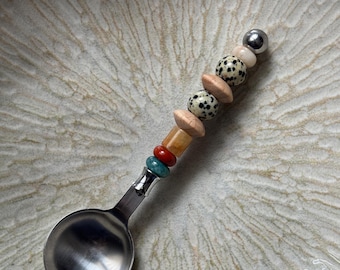 Cuchara de piedras preciosas hecha a mano - Cuchara con cuentas personalizada - Cuillère Pierre Naturel - Regalo - Idée Cadeau - Cuillère Personnalisée