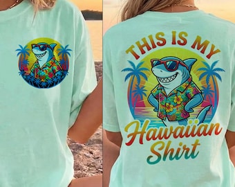 Shark Hawaiian Shirt PNG Bundle: Tropical Beach Vacation Design (Digital Download)