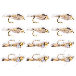 Hand Tied Hares Ear Flashback Nymph Fly (Size 14) – Trout Fishing Lure 12 Pack