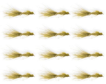 Paquete de 12 señuelos de pesca con mosca tipo ninfa de libélula atados a mano (tamaños 10 y 12)