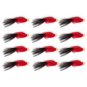 Streamer de pesca con mosca tipo sanguijuela succionadora de huevos, atado a mano (tamaño 10, paquete de 12)