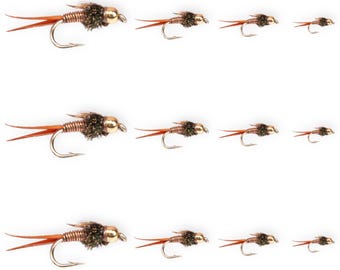 Señuelos de pesca con mosca Copper John Nymph (paquete de 12) – Patrón atrayente de truchas atado a mano
