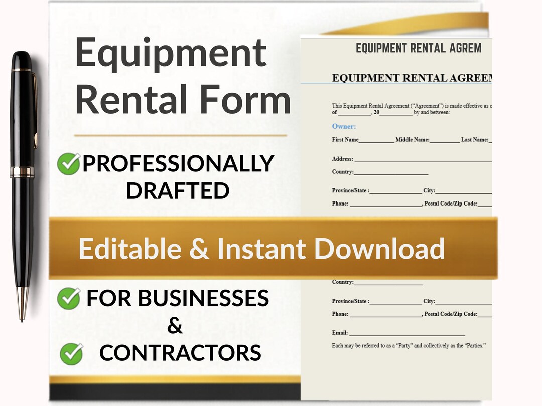 Equipment Rental Form.pdf Equipment Rental Form Editable, Tool Rental Agreement PDF ,rent to Own ...