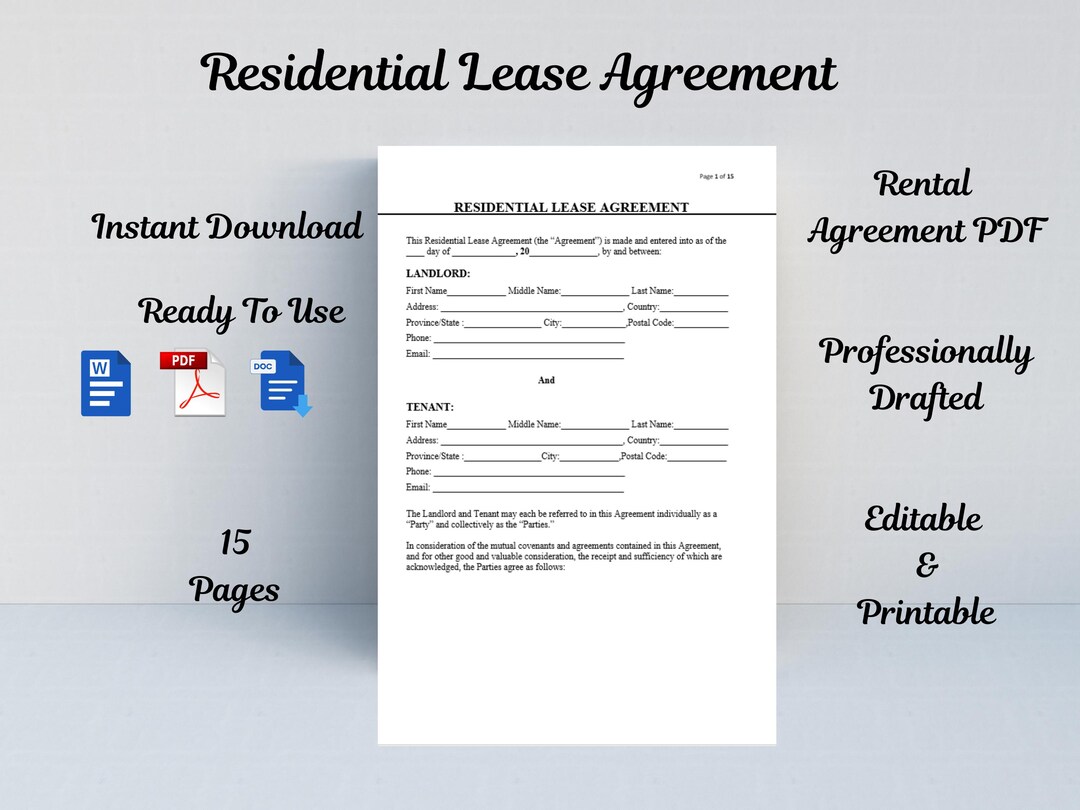 October Rent Agreement Rental Contract Agreement Template, Editable Rental Agreement, Month to ...