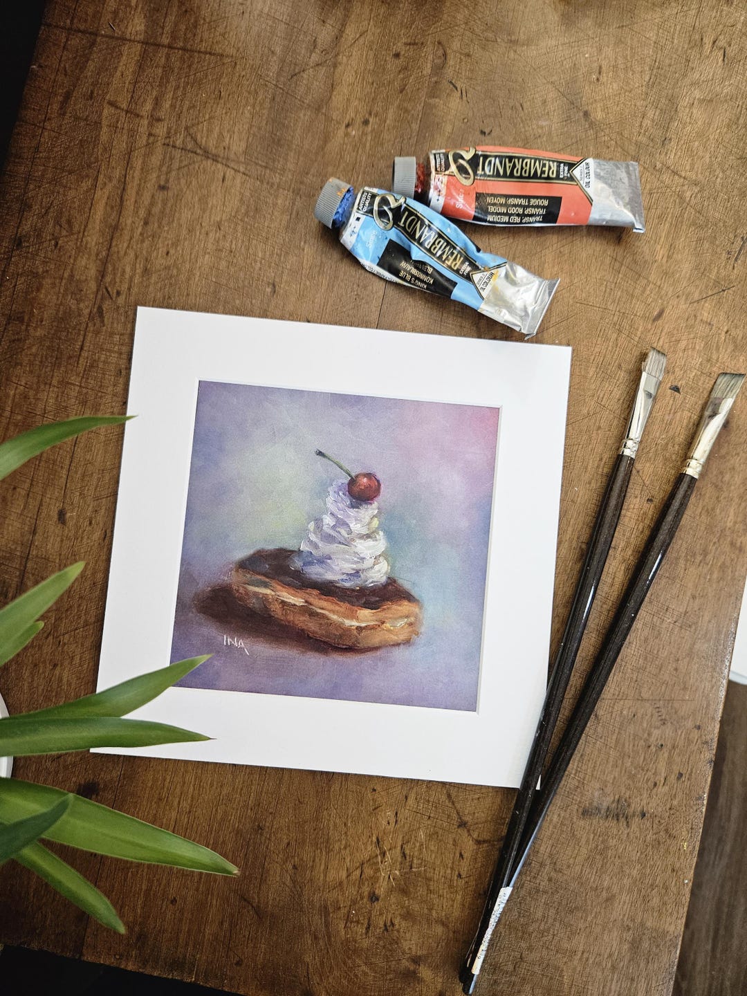 Eclair Matted Print, 8” X 8” Matted Print, Square Art Print, Tea Cup ...