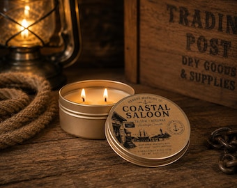 Vela Coastal Saloon – Regalo náutico ahumado para él, lata tradicional de sebo y cera de abeja