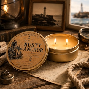 Rusty Anchor | Erfgoed van bijenwas en talg | Rustieke kustkaars | Nautische, mannelijke oceaangeur | Cederhout, Zwarte Zee & Vetiver