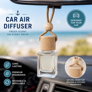 Car Air Freshener Diffuser Refillable | Coastal Breeze Scent | Ocean Car Diffuser | Handcrafted Gift | Sea Minerals White Tea.