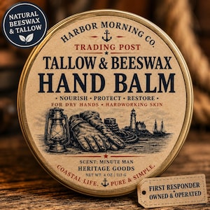 Tallow Hand Balm | Beeswax Hand Balm for Dry Skin | Patriot Hand Balm | Rustic Heritage Gift for Him or Her | Small Batch Natural Skin Balm