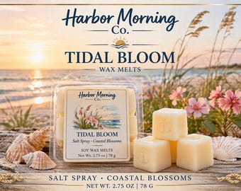 Tidal Bloom Wax Melts | Coastal Floral Scent | Soy Wax Melts | Beach House Fragrance | Clean Fresh Scent | Gift for Her | Home Fragrance