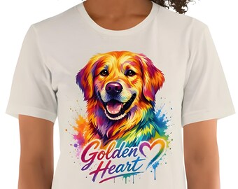 Colorful Golden Retriever Love Shirt, Golden Mom Dad Gift, Dog Lover Apparel