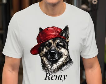 Camiseta personalizada para perros, gorra de béisbol divertida de pastor alemán, regalo para dueños de perros, raza personalizable.