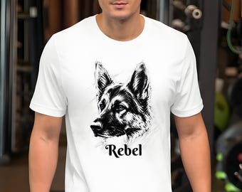Camiseta con retrato de perro, Pastor Alemán, Ropa personalizable para amantes de los perros