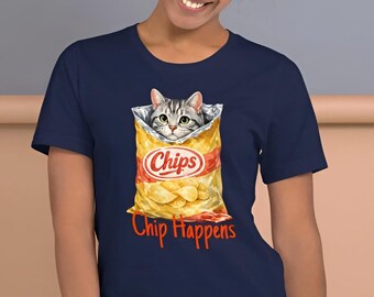 Camiseta divertida de gato en bolsa de patatas fritas, camiseta para mamá y papá gatitos, regalo para amantes de los snacks