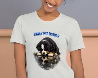 Camiseta personalizada para perros, divertida imagen de un charco en un día lluvioso, camiseta para amantes de los perros.