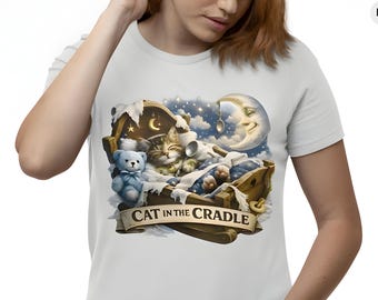 Camiseta Gato en la Cuna, Camiseta Gatito Durmiendo, Ropa para Amantes de los Gatos