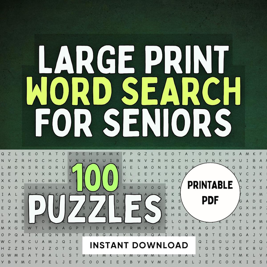 Large Print Word Search for Seniors – 100 Puzzles Collection (printable