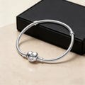 Sterling Silver Pandora Moments Heart & Snake Chain Bracelet, Heart Clasp Charm Bracelet,Artwork gift for her product logo