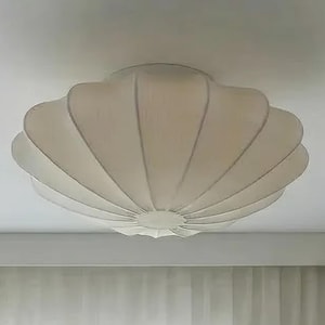 Lámpara de techo con diseño floral festoneado en tela – Pantalla de lámpara de estilo bohemio costero