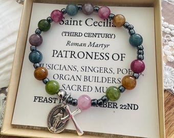 Saint Cecilia Rosary Bracelet