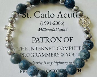 Saint Carlo Acutis Mens Rosary Bracelet