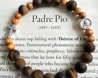 Padre Pio Mens Rosary Bracelet