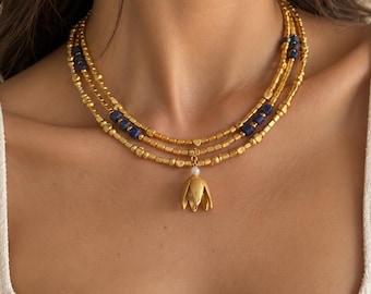 Antique-Inspired Jewelry Set (3 Necklaces, Handmade, 24K Gold Plated)