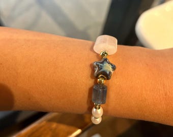 Boho Bracelet (Natural Stones & Pearls and Handmade)