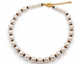 Collar de perlas y ojo de tigre de Mallorca (hecho a mano)